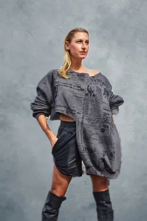 Lavazzon  reconstructed newsprint sweatshirt . One size