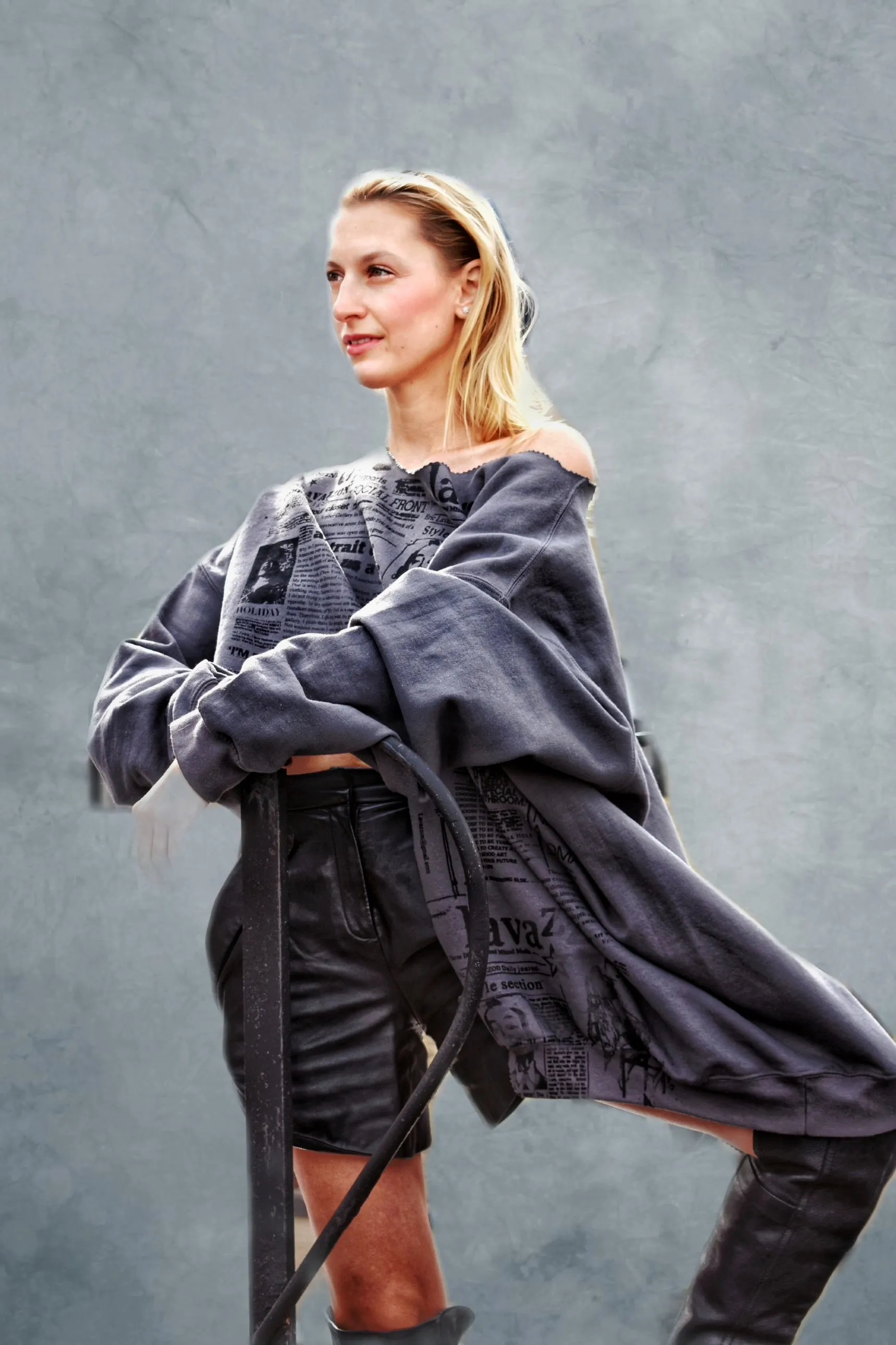 Lavazzon  reconstructed newsprint sweatshirt . One size