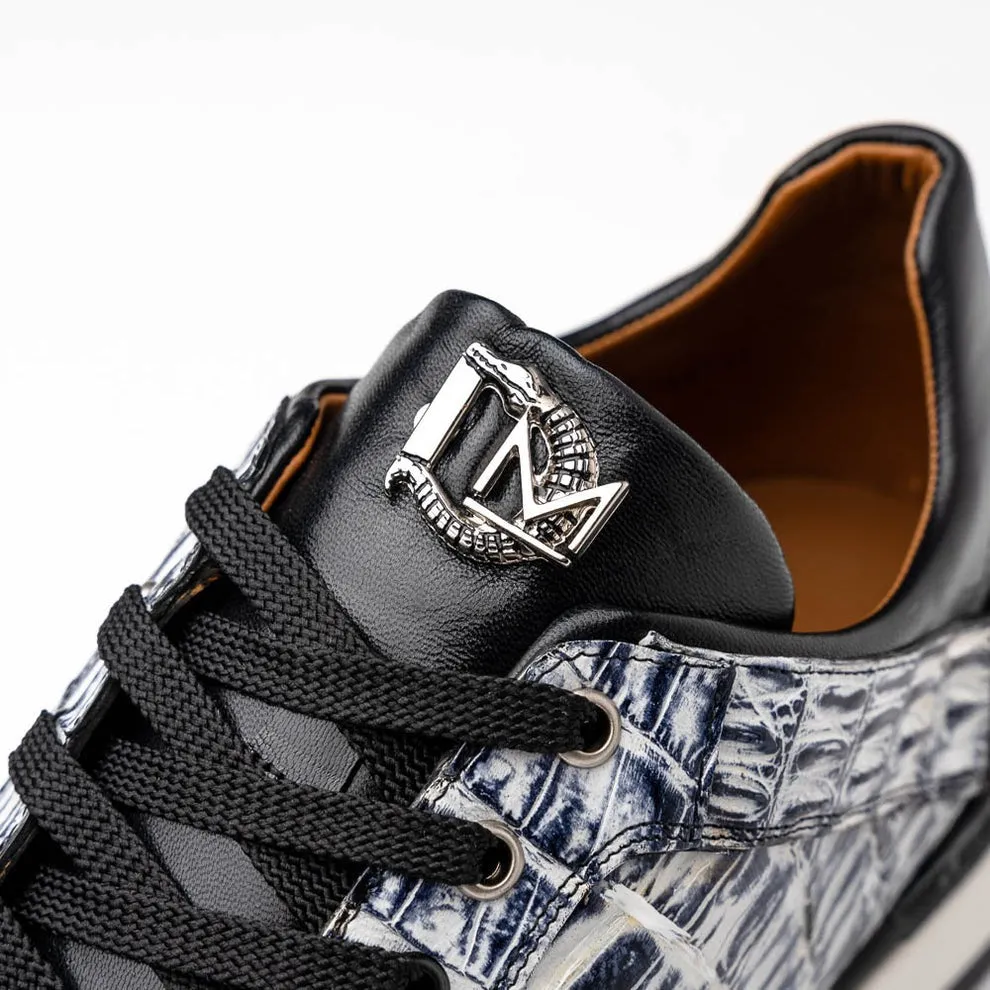Marco Di Milano Portici Men's Shoes Wine & Black Exotic Lizard / Crocodile Casual Sneakers (MDM1016)