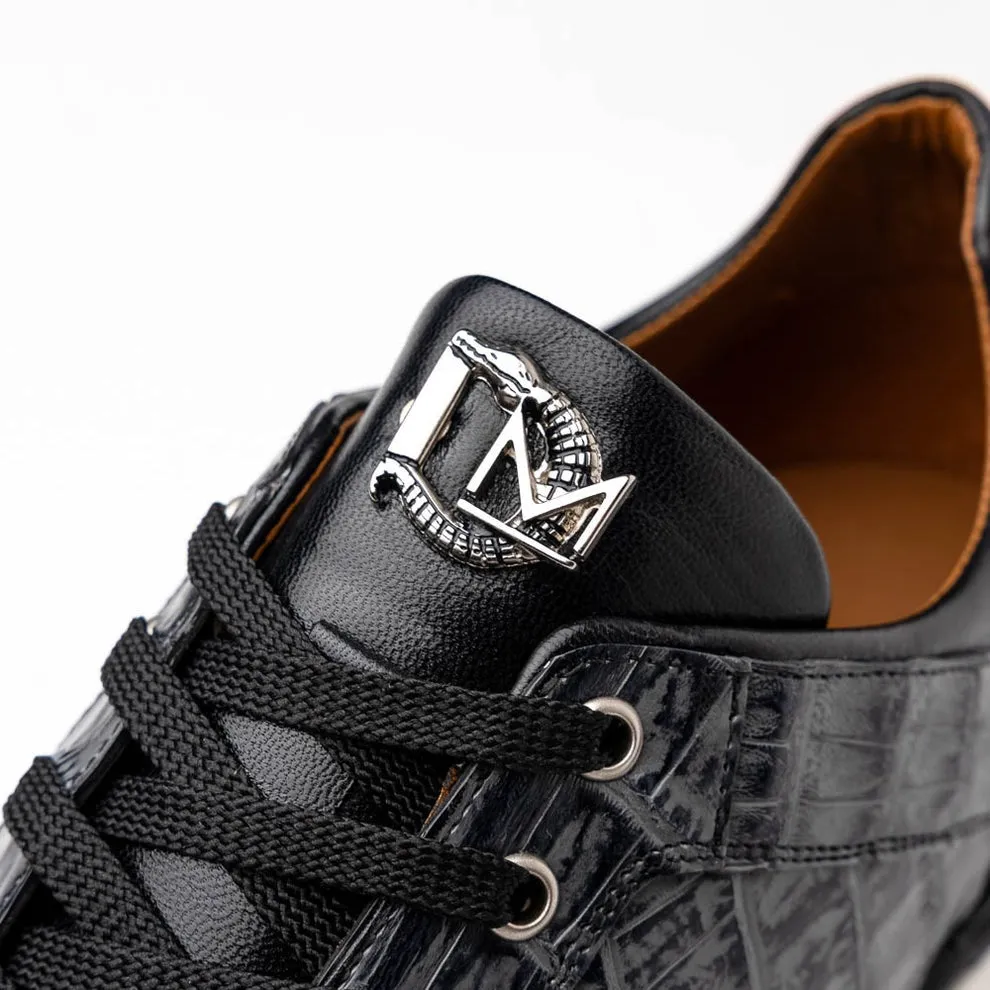 Marco Di Milano Portici Men's Shoes Wine & Black Exotic Lizard / Crocodile Casual Sneakers (MDM1016)