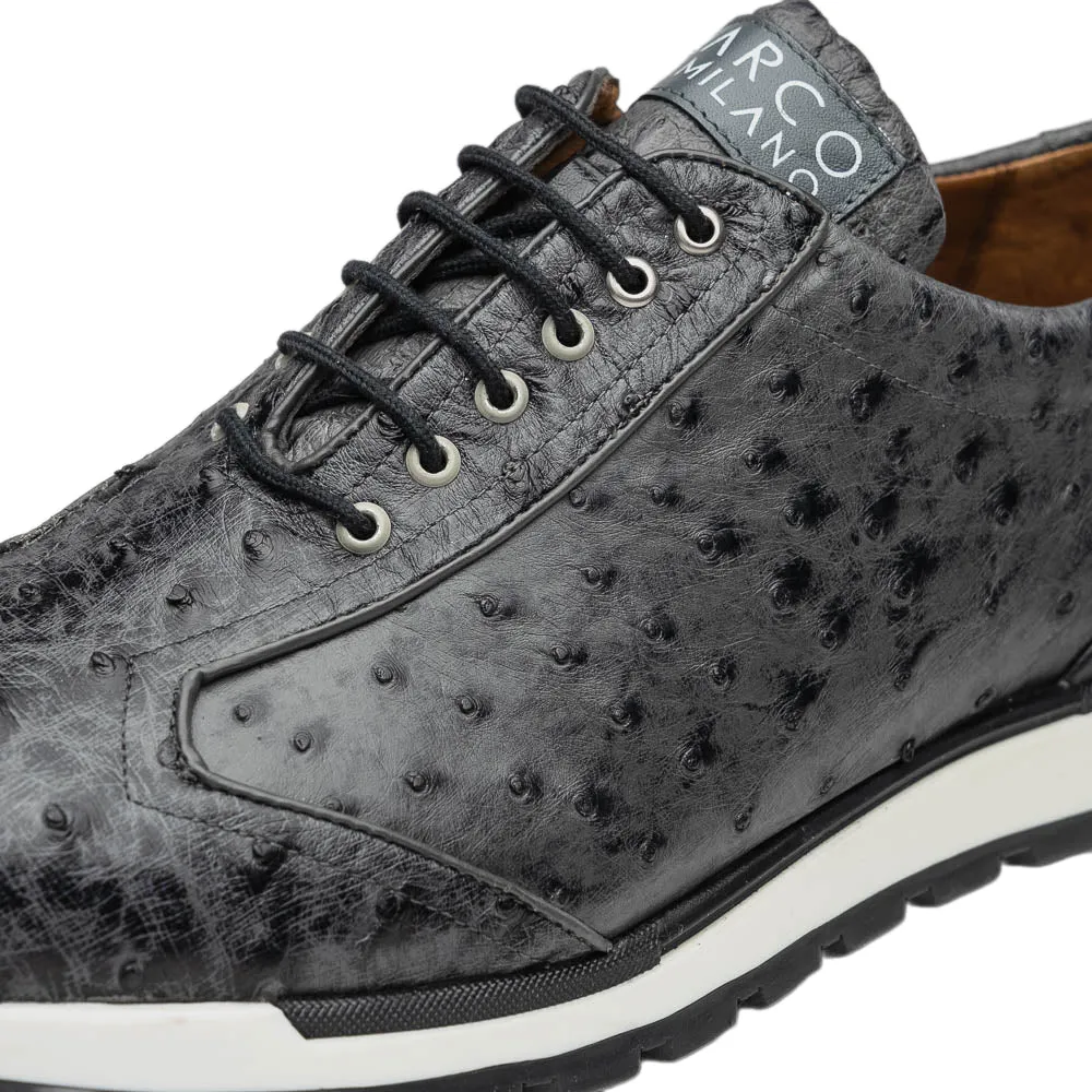 Marco Di Milano Scanno Ostrich and Rubber Antique Gray