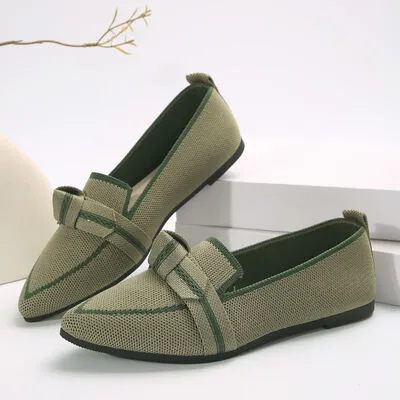 Markie Bow Point Toe Mesh Flat Slip-Ons