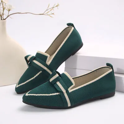 Markie Bow Point Toe Mesh Flat Slip-Ons