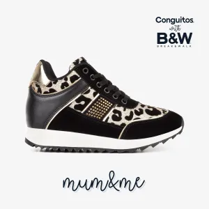 Mum's Black Leopard Sneakers