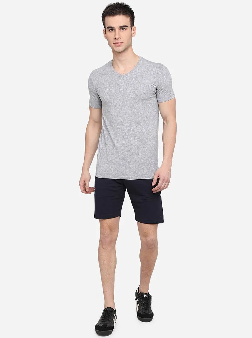 Navy Blue Solid Slim Fit Shorts | JadeBlue