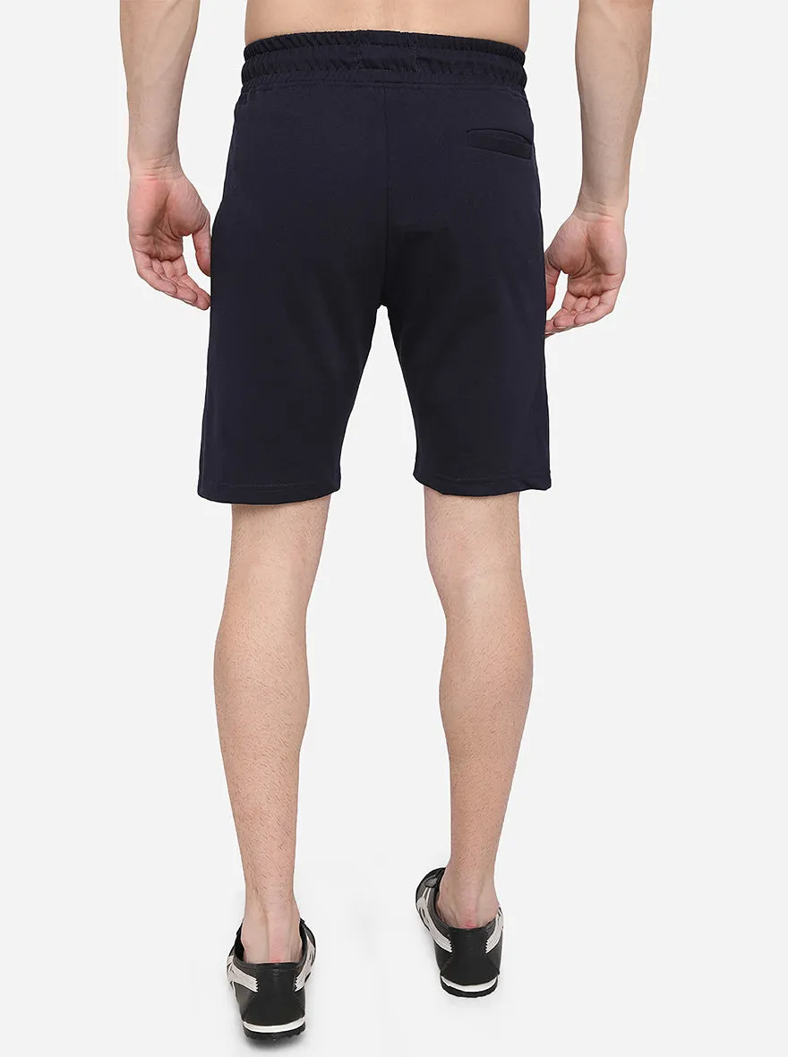 Navy Blue Solid Slim Fit Shorts | JadeBlue