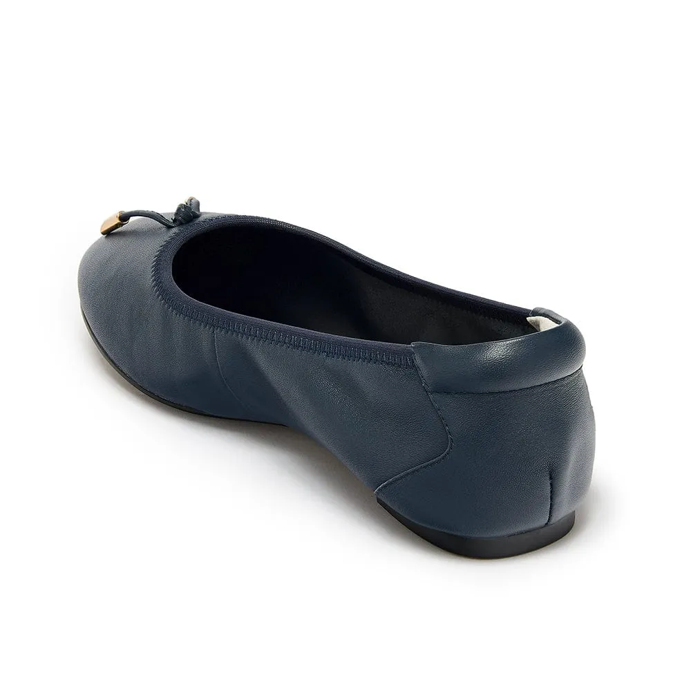 Pimlico - Navy Leather Ballet Flat