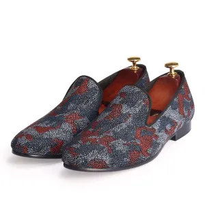 Printing Camouflage Pearl Style Men Flat Loafers Shoes