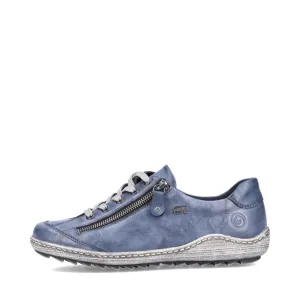 Remonte Women's Liv 02 Waterproof Side Zip Leather Lace Sneaker in Blue