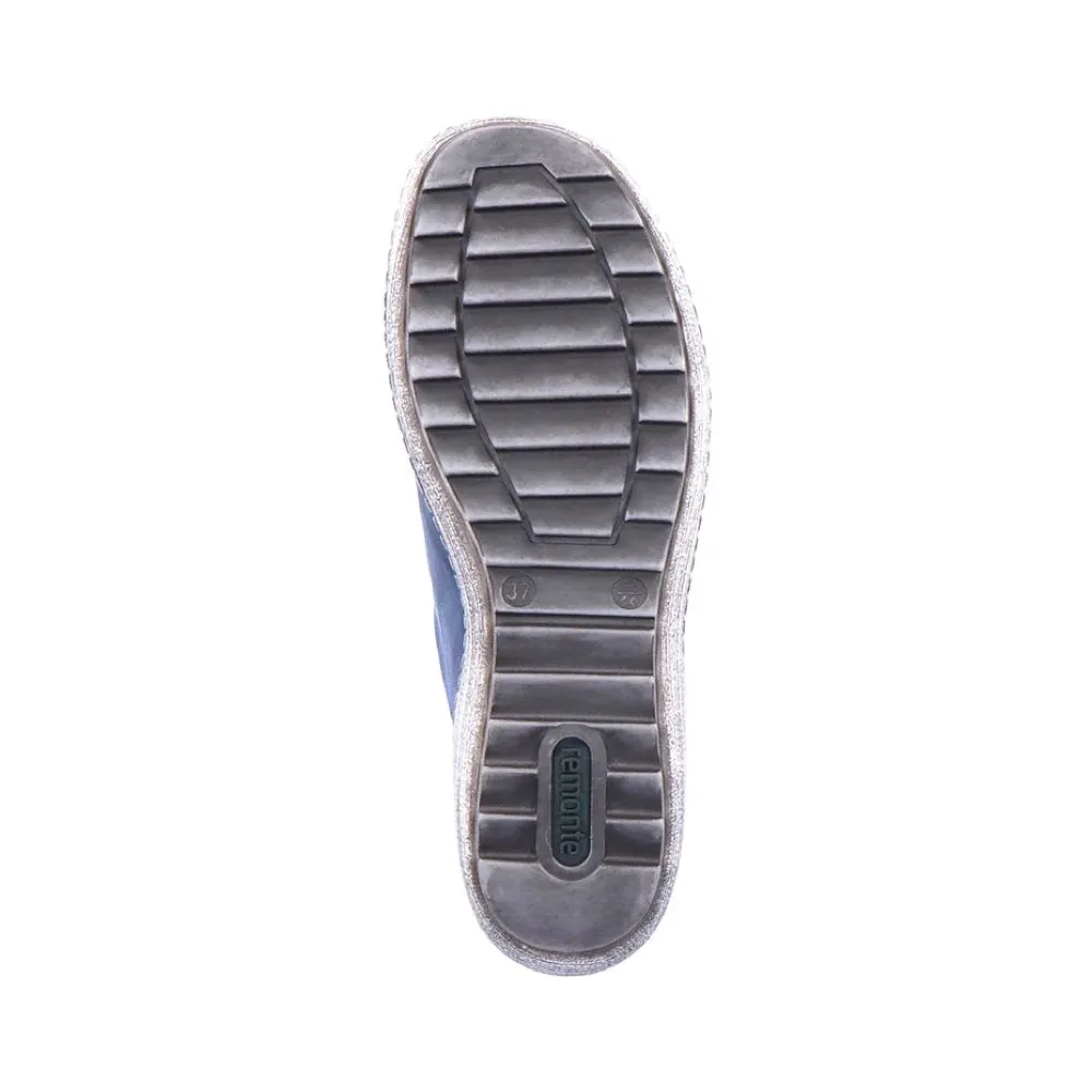 Remonte Women's Liv 02 Waterproof Side Zip Leather Lace Sneaker in Blue