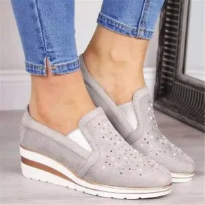 Rhinestone Wedge Slip-Ons