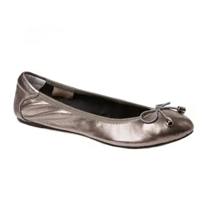 Sandringham - Pewter Silver Leather Ballet Flats