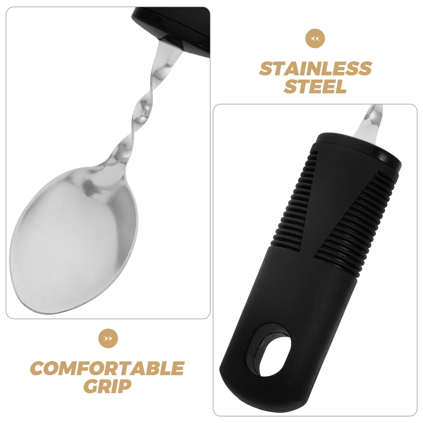 Spoon Anti-shake Silverware for Adults Handle Handicapped Utensils Black Soup Ramen Noodle Nurse