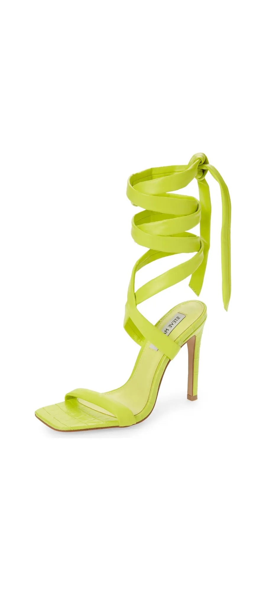 Steve Madden Utilize Yellow Ankle Wrap Around Lace Up Stiletto Dress Sandals