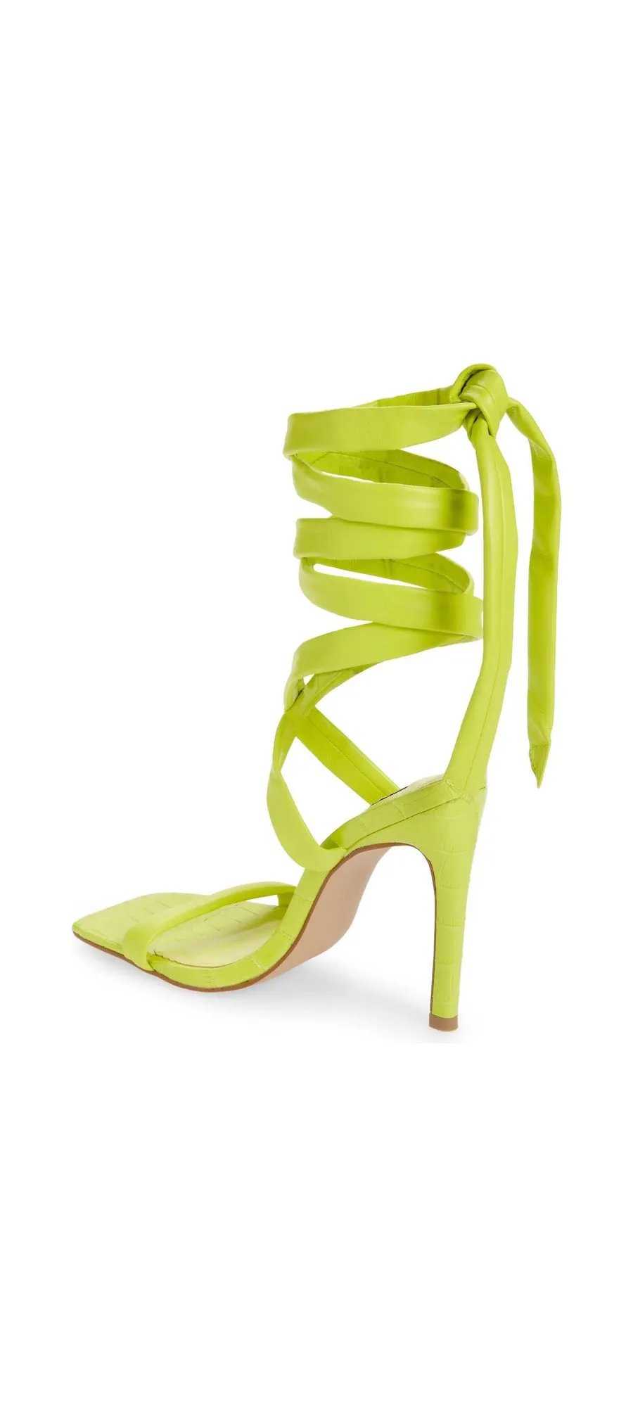 Steve Madden Utilize Yellow Ankle Wrap Around Lace Up Stiletto Dress Sandals