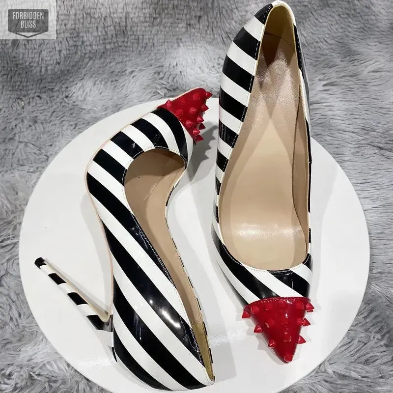 Striped Print Stiletto Pumps