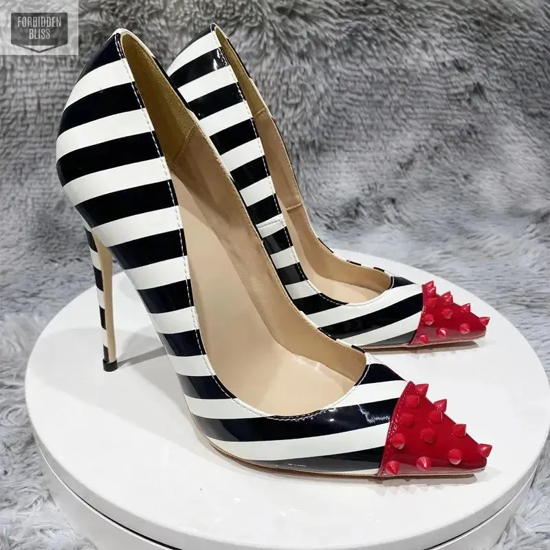 Striped Print Stiletto Pumps