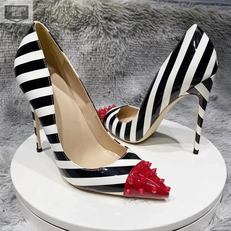 Striped Print Stiletto Pumps