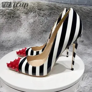 Striped Print Stiletto Pumps