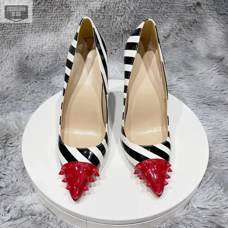 Striped Print Stiletto Pumps