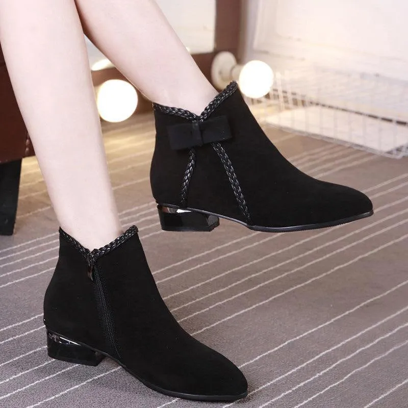 Sweet bowtie daily booties with side zipper