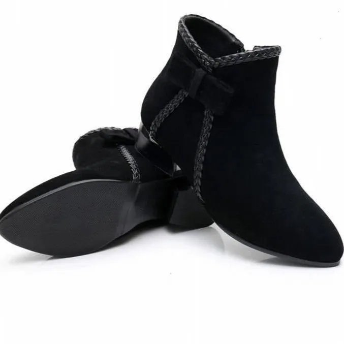 Sweet bowtie daily booties with side zipper