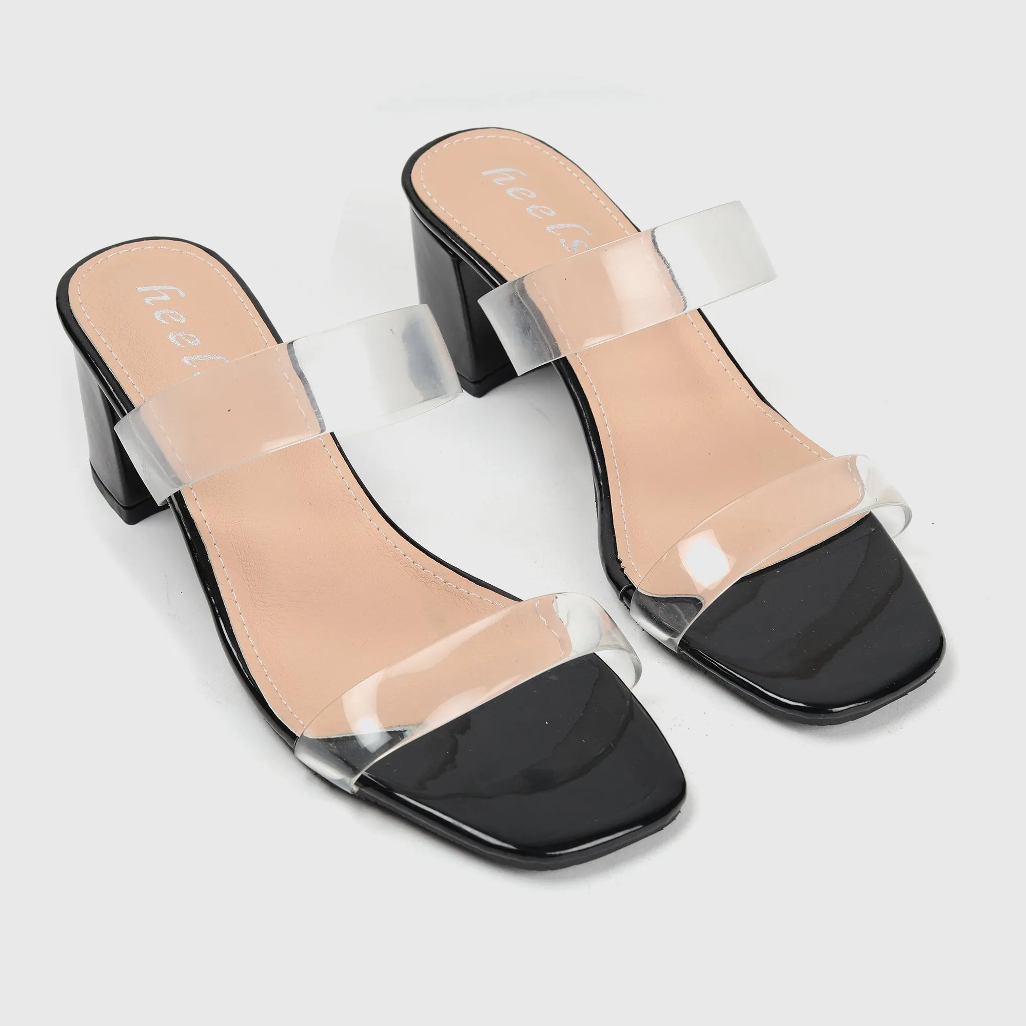 Symmetrical Clear Strap Slip Ons