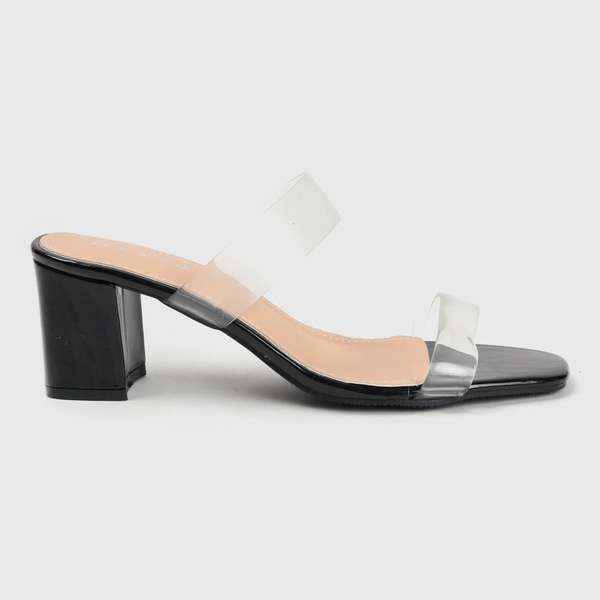 Symmetrical Clear Strap Slip Ons