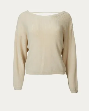 Twist-Back Cotton-Blend Sweater in Natural | Natural