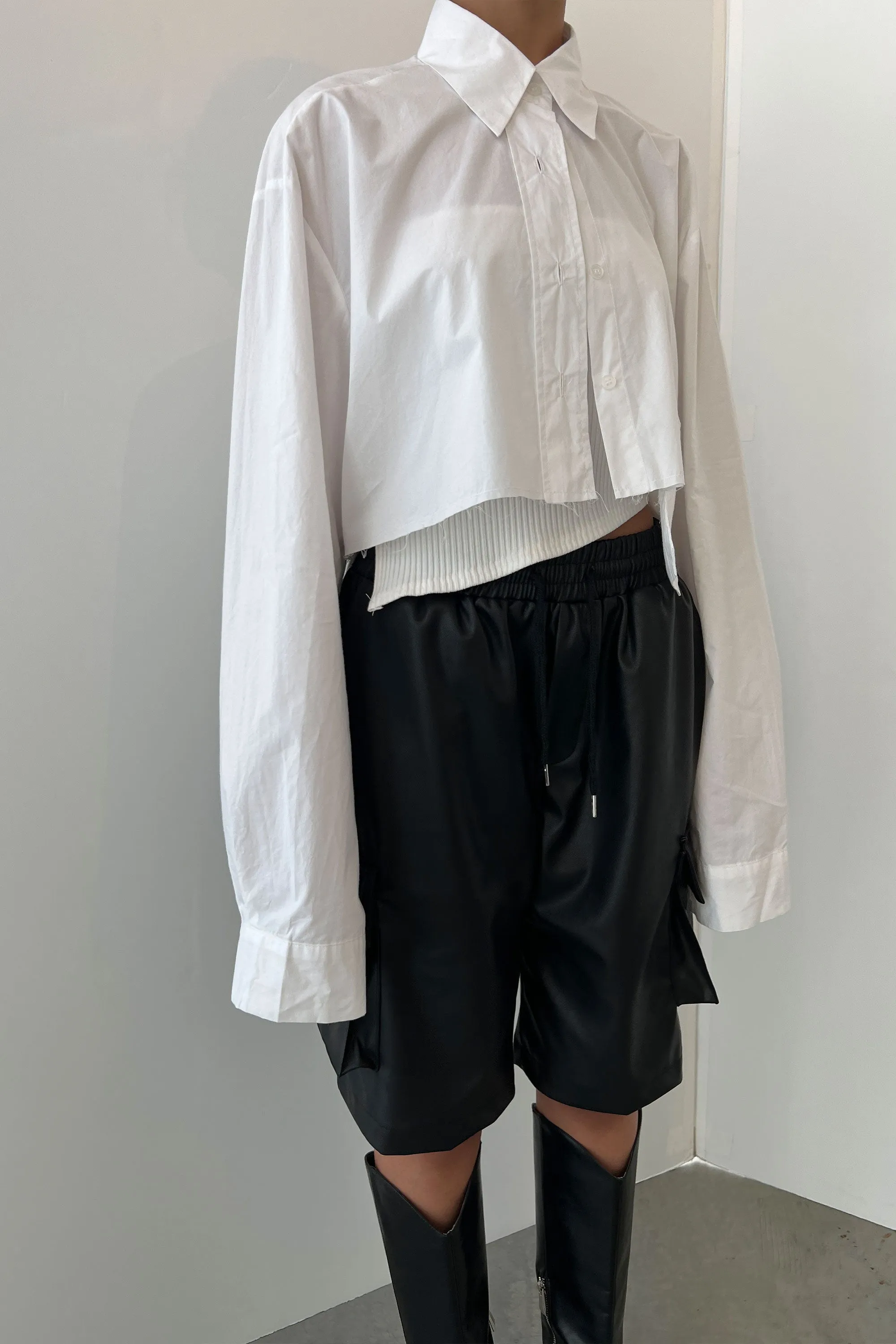 VEGAN LEATHER CARGO SHORT