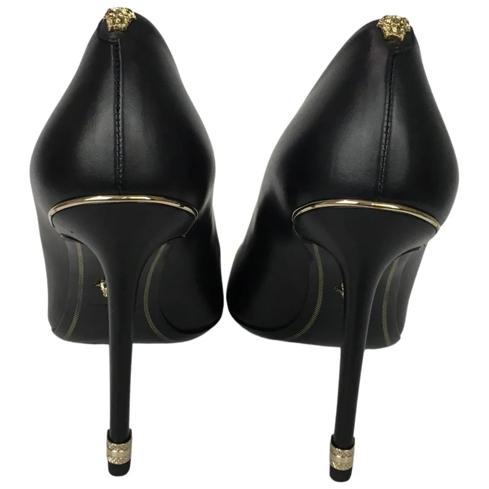 Versace Women's High Heel Shoes Pointed Toe Pumps Leather Black Sz 39