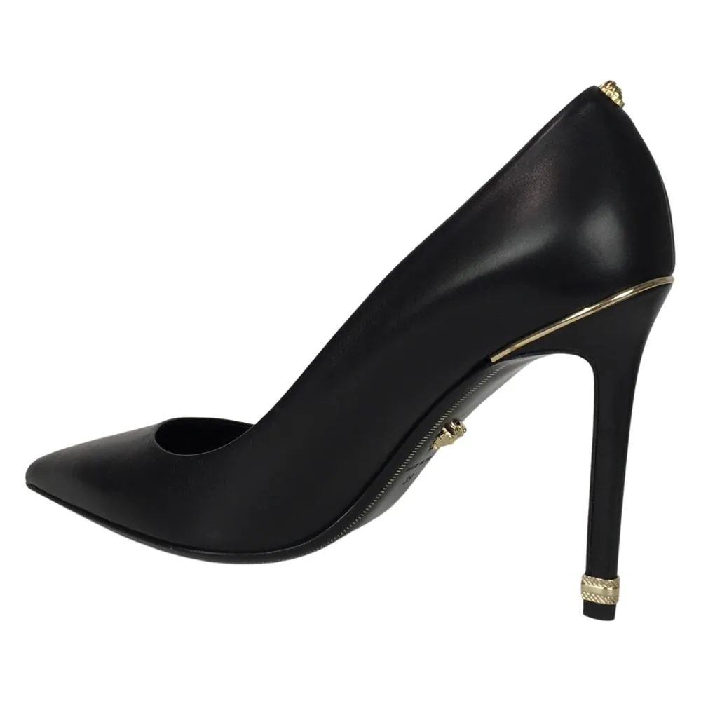 Versace Women's High Heel Shoes Pointed Toe Pumps Leather Black Sz 39