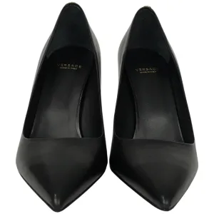 Versace Women's High Heel Shoes Pointed Toe Pumps Leather Black Sz 39