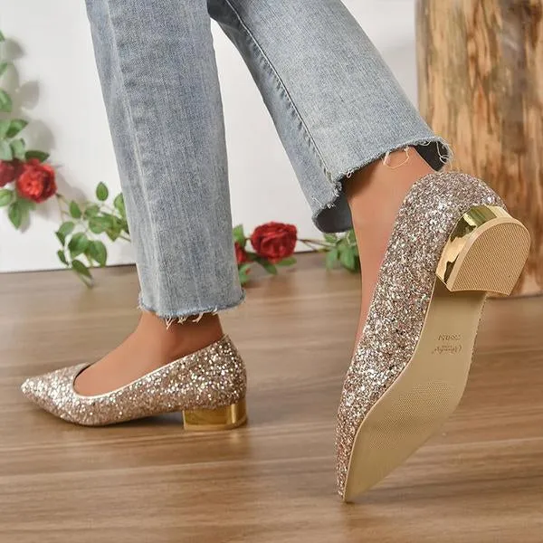 Women’s Fashionable Elegant Sequined Pointed Pumps 62050563S