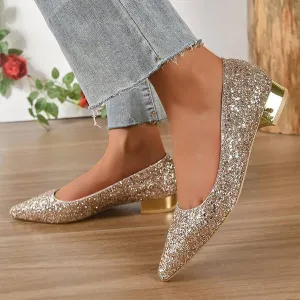 Women’s Fashionable Elegant Sequined Pointed Pumps 62050563S