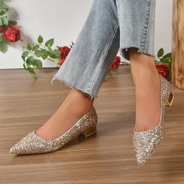 Women’s Fashionable Elegant Sequined Pointed Pumps 62050563S
