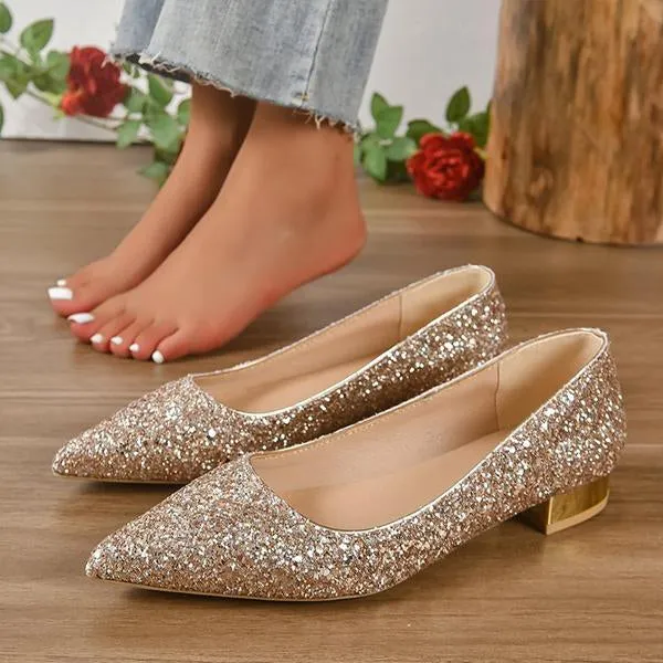 Women’s Fashionable Elegant Sequined Pointed Pumps 62050563S
