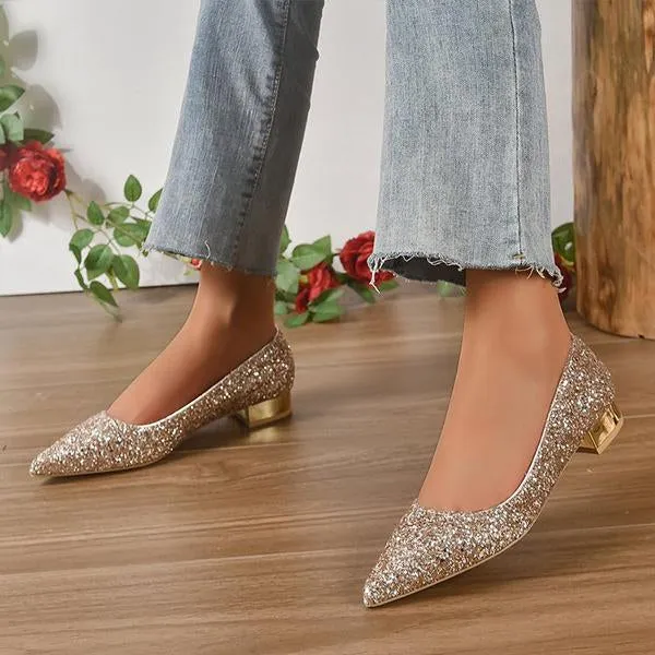 Women’s Fashionable Elegant Sequined Pointed Pumps 62050563S