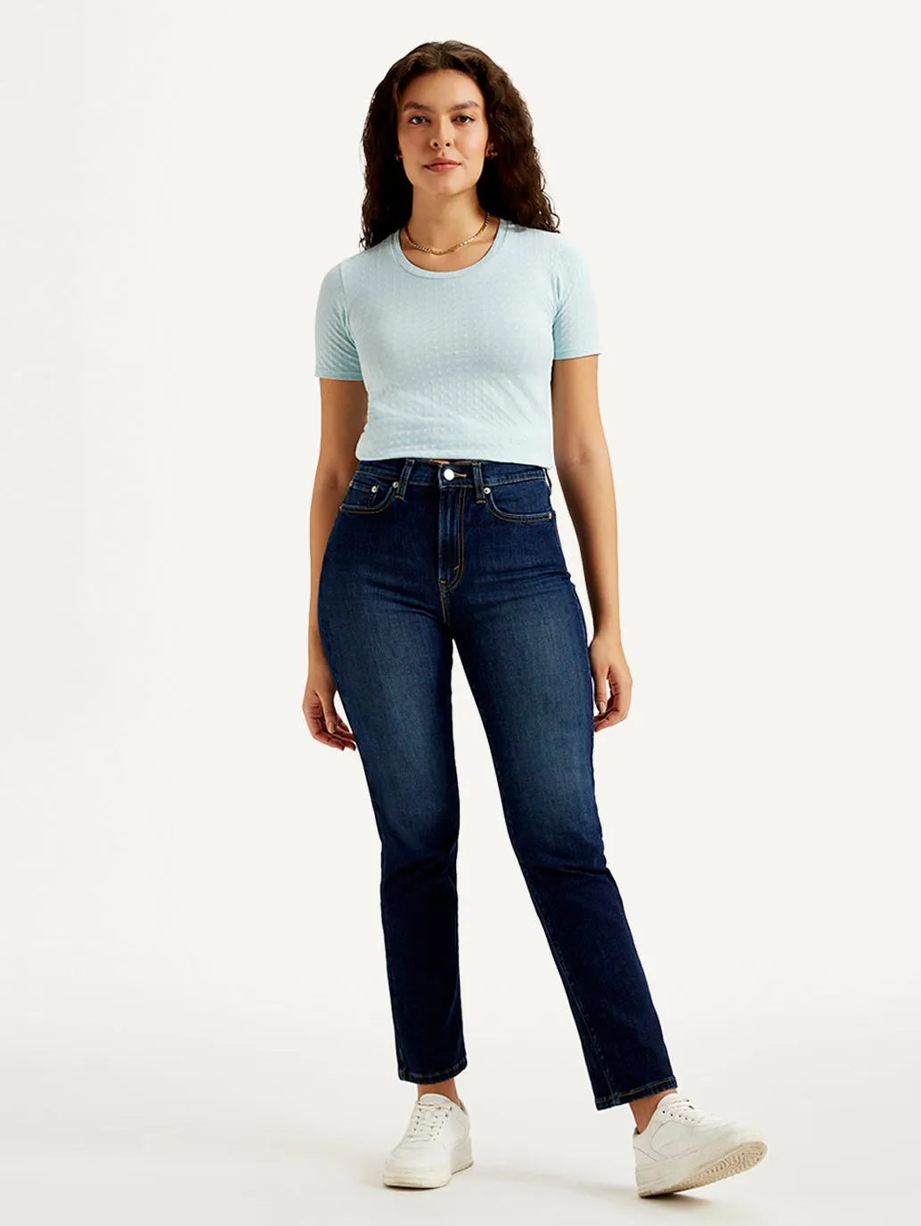 Women's High Rise Straight Fit Navy Jeans