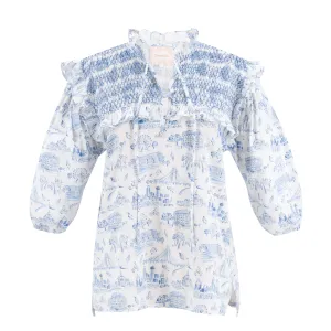 Women's Lizzie Shirt - Dallas Print (Blue)
