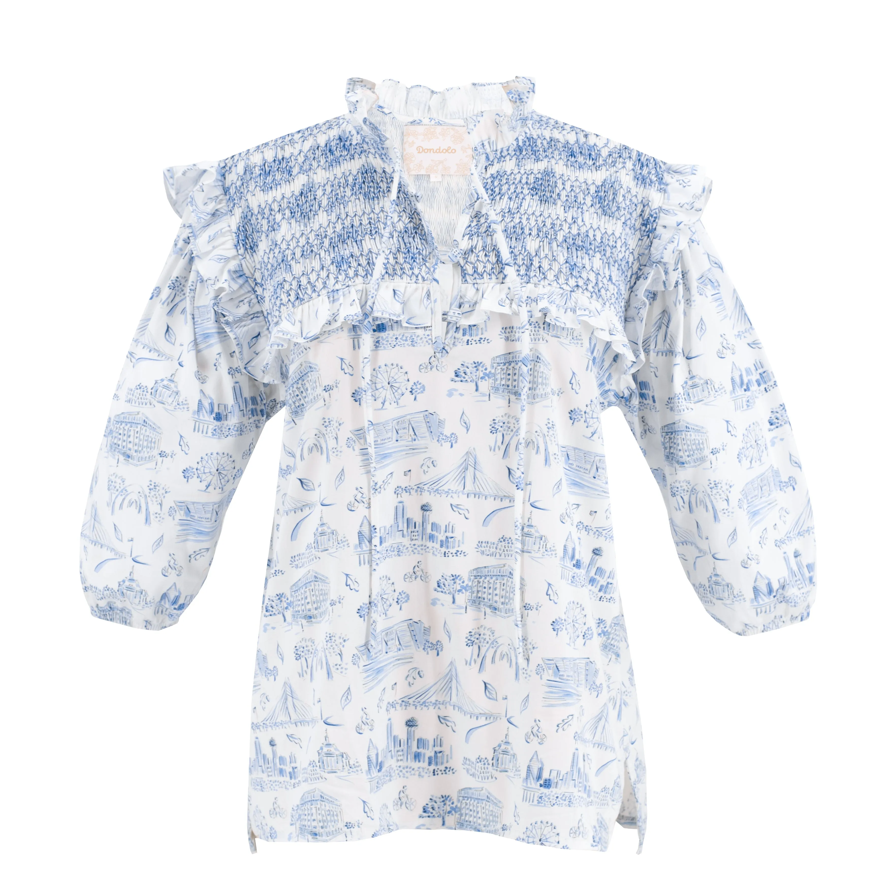Women's Lizzie Shirt - Dallas Print (Blue)
