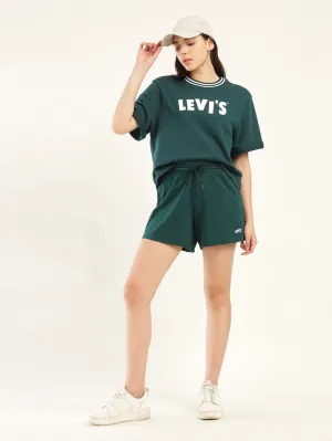 Women's Mid Rise Green Regular Fit Shorts