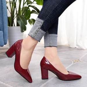 Women'S Pointed Toe Chunky High Heels 86226438