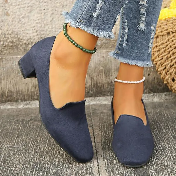 Women's Retro Suede Leopard Print Block Heel Pumps 98940929S