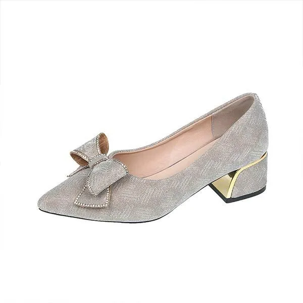 Women's Rhinestone Bow Pointed Toe High Heel Pumps 40059411C