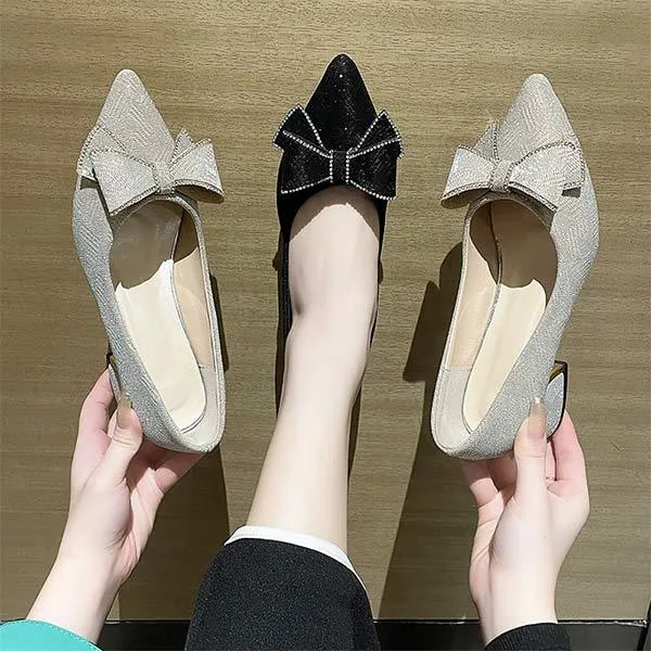 Women's Rhinestone Bow Pointed Toe High Heel Pumps 40059411C