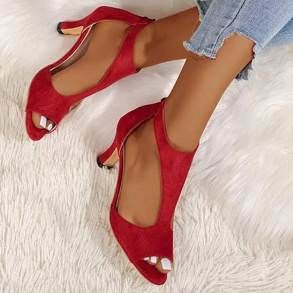 Women's Roman Sandals with Fish Mouth, Thin Heels, and Side Zipper 80385048C