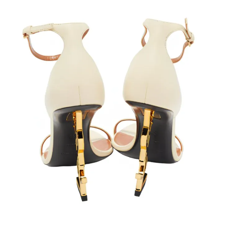 Yves Saint Laurent Cream Leather Opyum Sandals