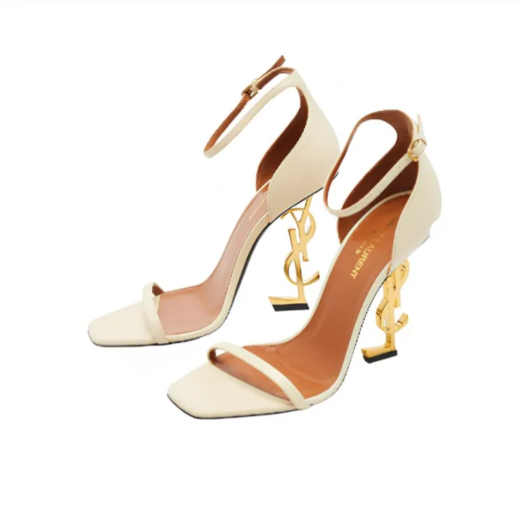Yves Saint Laurent Cream Leather Opyum Sandals